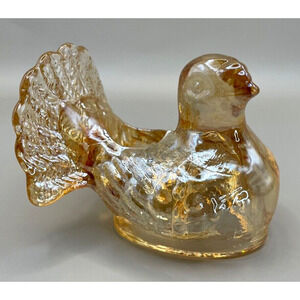 Vintage Iridescent Orange Carnival Glass Turkey Candle Holder ONLY- USED